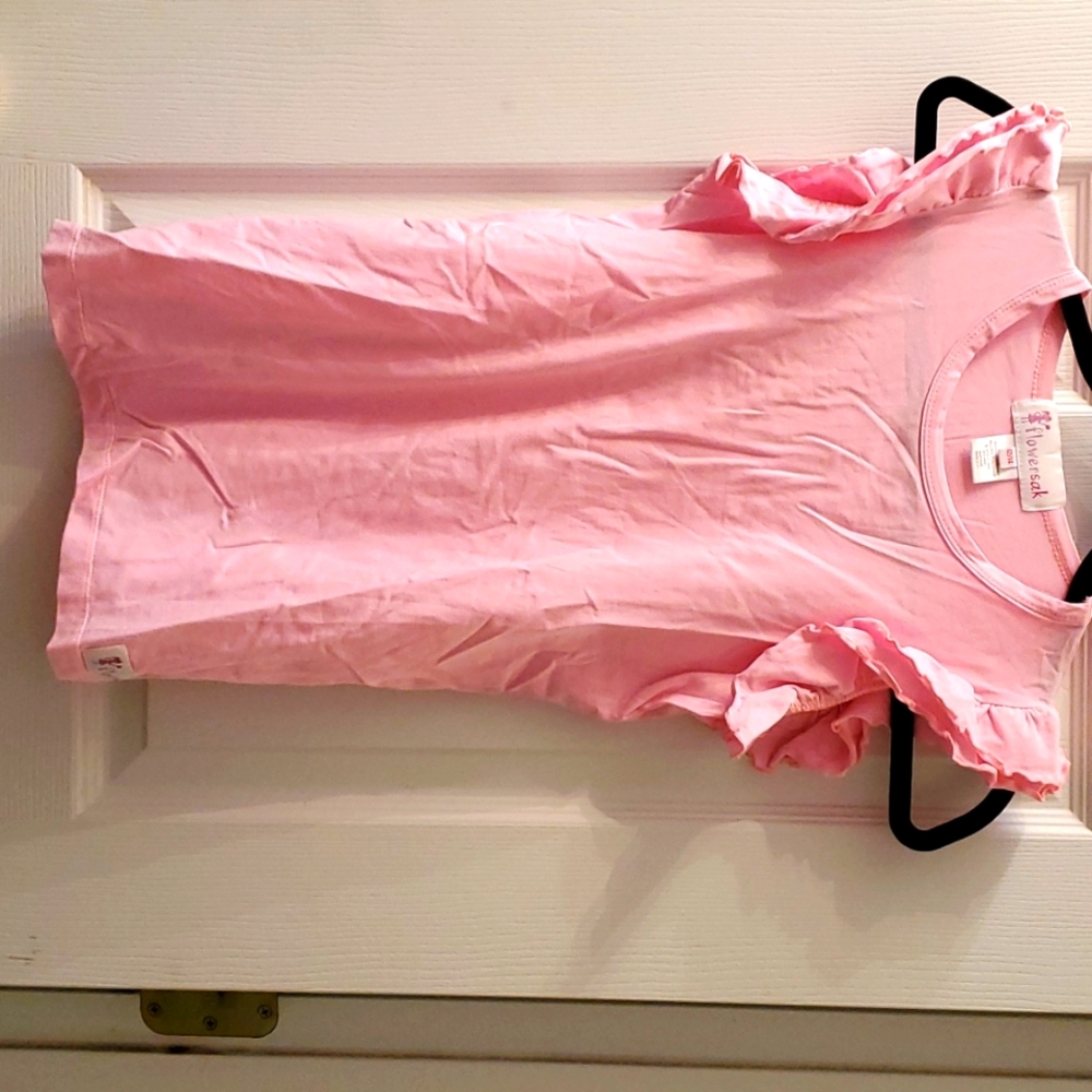 Flowersak brand ruffle sleeve pink short sleeve shirt sz 12/14